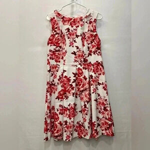 Red and White Floral Sleeveless Dress by Dressbarn Size 12​